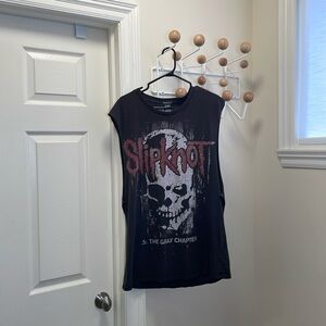 Divided Slipknot Sleeve Less Grunge Top - Black  - M